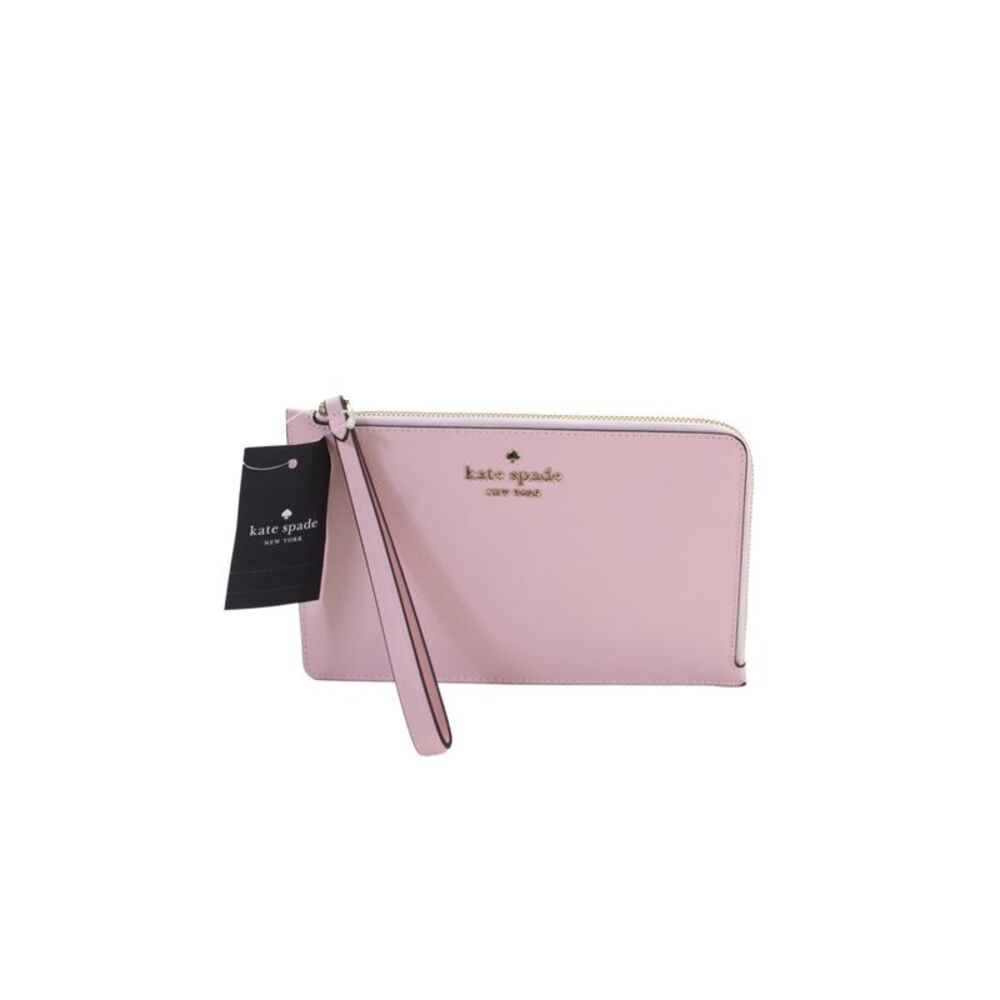 Kate Spade New York Womens Saffiano Leather Wristlet Handbag Chalk Pink